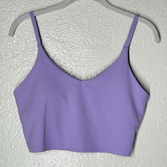Athleta Elation V-Neck Crop Sports Bra Top in Purple M Stretch Included Cups - Picture 2 of 8
